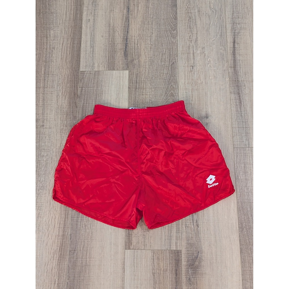 Vintage Lotto Italia Soccer Training Shorts Mens L Red Made USA Nylon 80s 90s